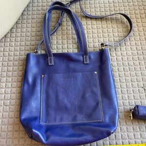 Elegant Blue Leather Tote Bag